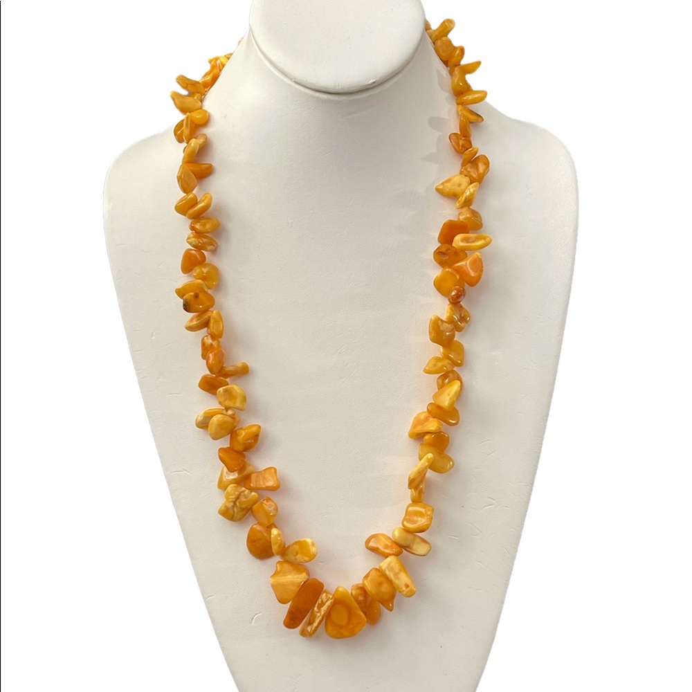 Natural unheated butterscotch Baltic amber bead sterling silver necklace